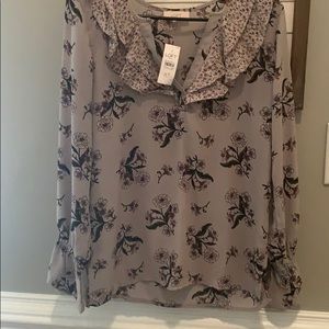 Gray Floral Blouse
